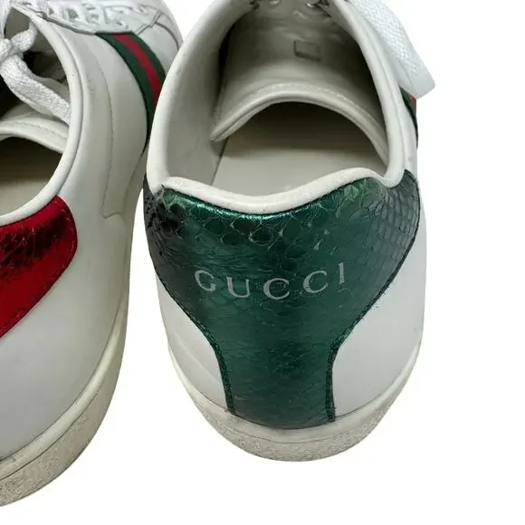 Gucci Ace Bee Embroidered Leather Sneakers White Size 39.5 US 9.5 - Picture 10 of 10
